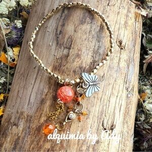 Colorful multi charms gold bracelet